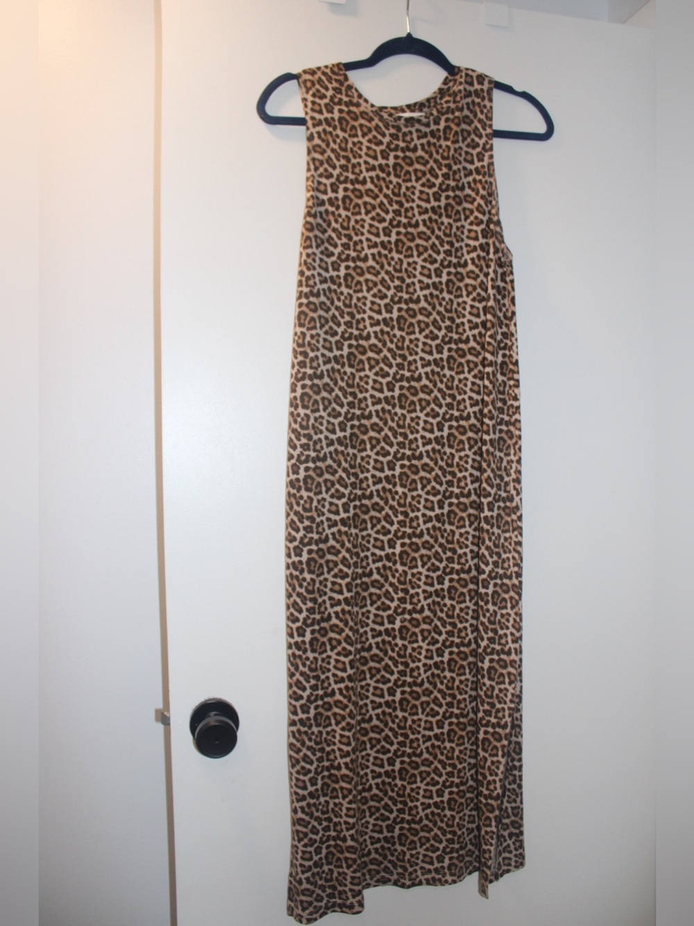 H&M Leopard Print Sleeveless Maxi Dress – Size Small Crewneck Long Tank Dress